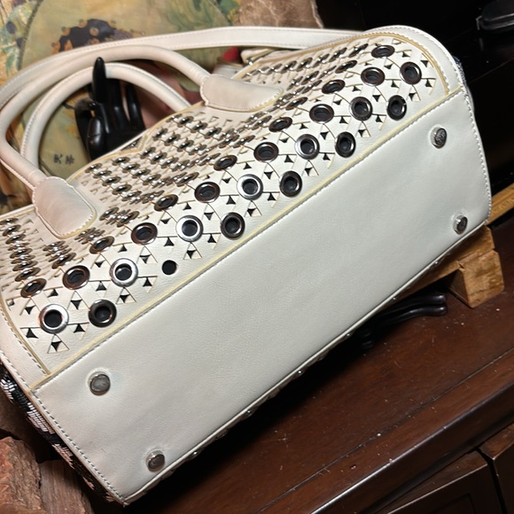 Sam Edelman Satchel Shoulder Crossbody Strap Leather Silver Rivets 10.5”x5.5”x3” - Picture 13 of 16